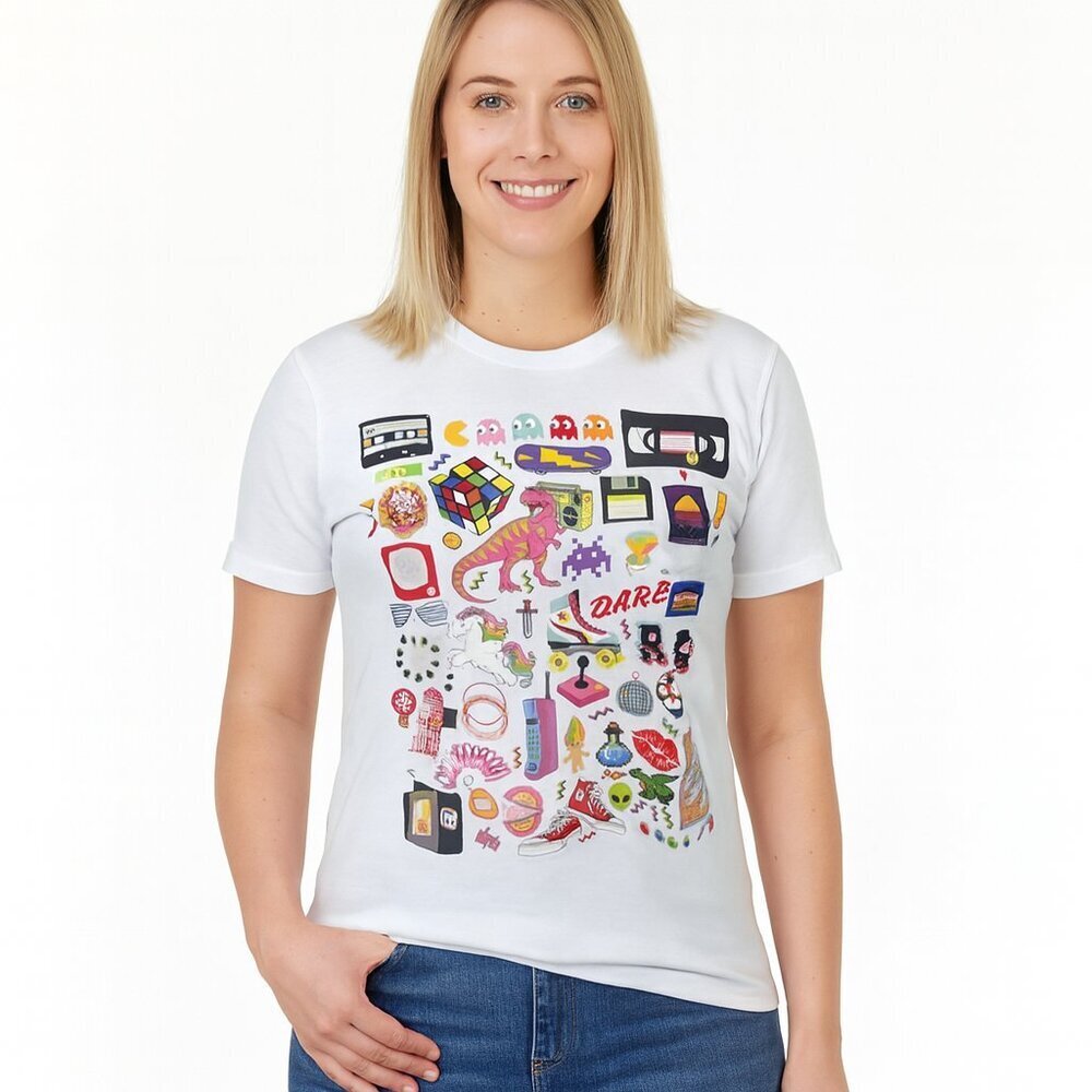 Bella Canvas Women’s White Retro Graphic Tee Shirt Size Medium